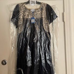 Mi Golondrina Pilar Lago Oro Seda Dress, Navy, Size Medium